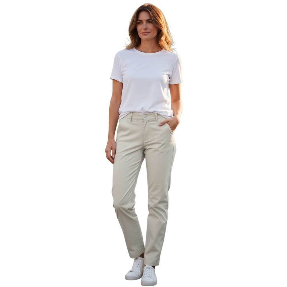 Uniqlo‎ Ultra Light Pants Beige Nylon Spandex Stretch Straight Leg size S